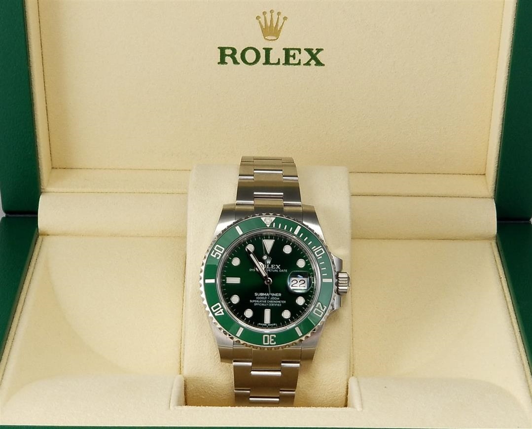 SUBMARINER DATE 40 MM HULK YE L 116610LV K NC EL Nasyonel Chrono