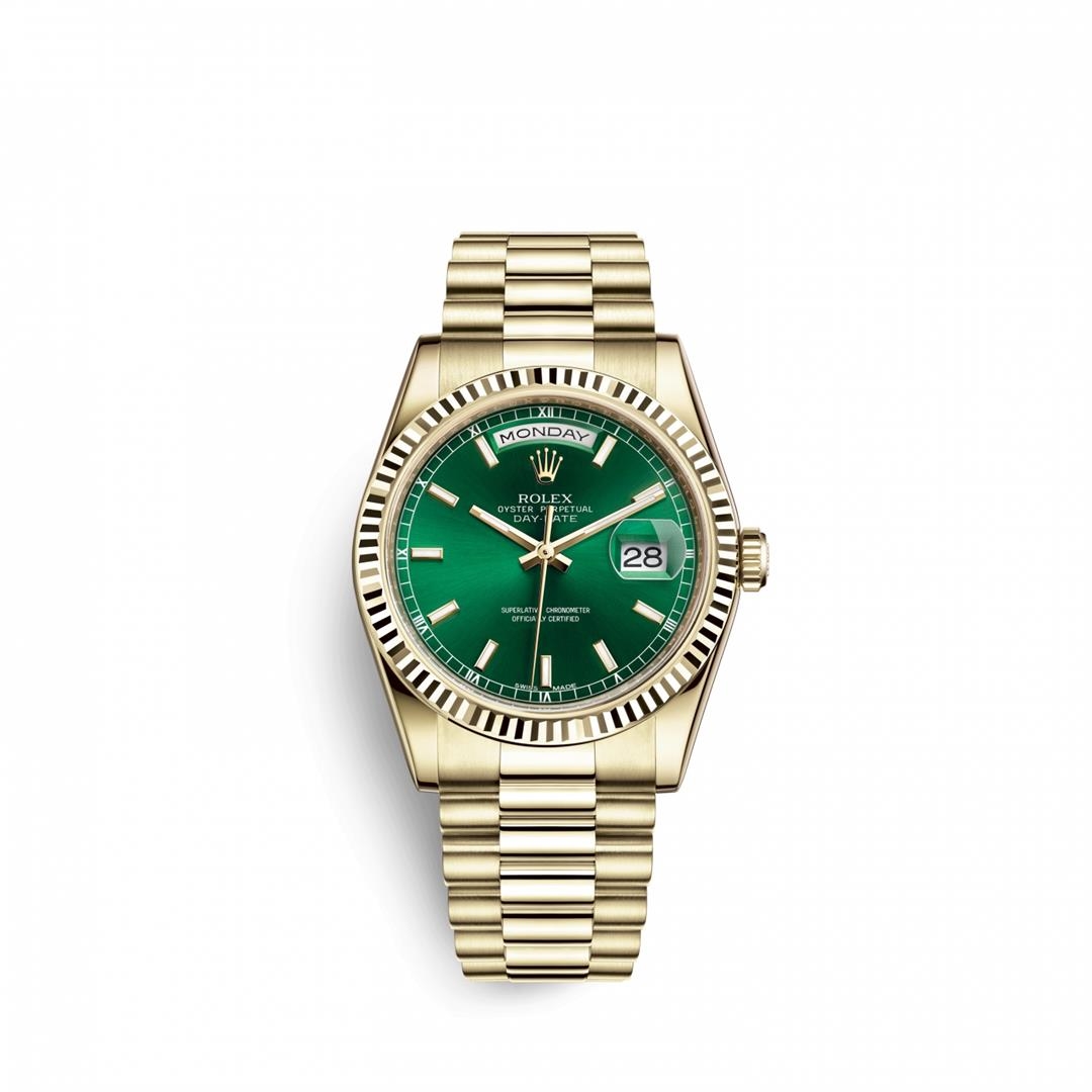 DAY DATE 118238 FULL SARI ALTIN 36 MM YE L KADRAN PRES DENT B LEZ K K NC EL Nasyonel Chrono