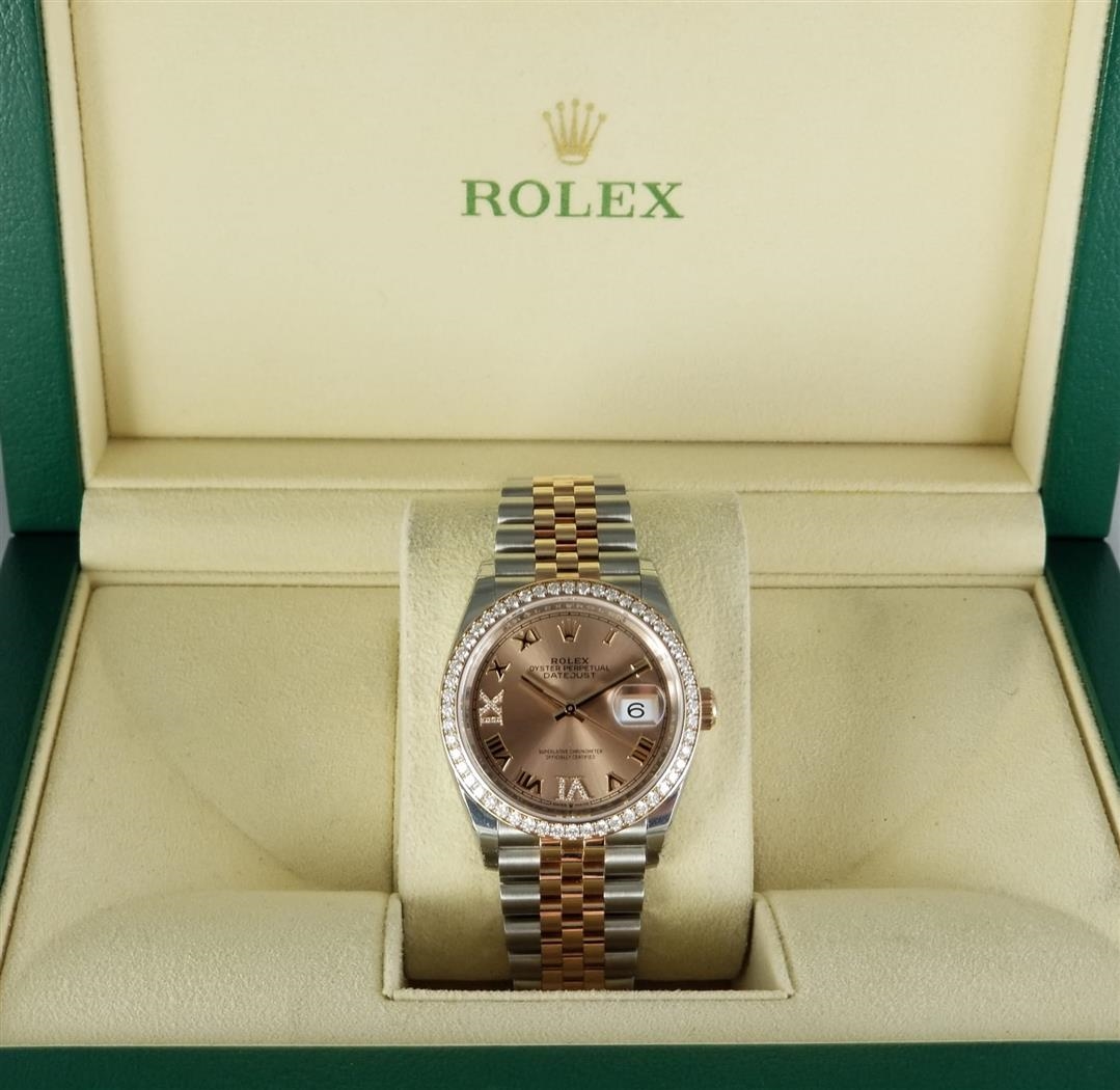 YEN DATE JUST 126281RBR CEL K ALTIN 36 MM PIRLANTALI BEZEL VE PIRLANTALI PEMBE KADRAN JUB LE B LEZ Nasyonel Chrono